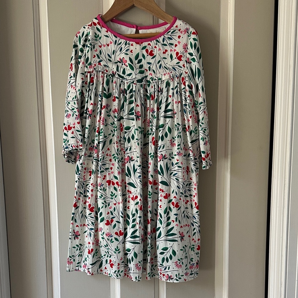 Mini Boden Floral Dress - Green, Red, White